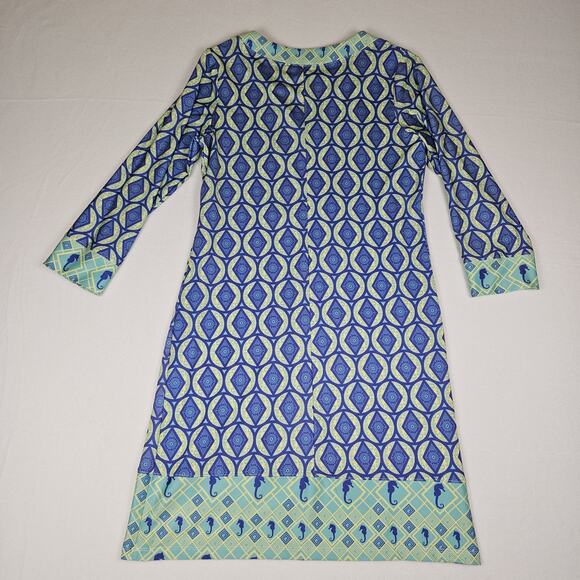 Ava Lynn Resort Dress Nautical Seahorse Colorful Peru Sundress Shift Womens M - Picture 9 of 15